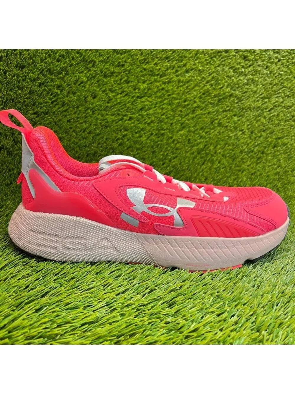 Under Armour HOVR Mega 2 Mens Size 12 Pink Gray Athletic Running Shoes Sneakers